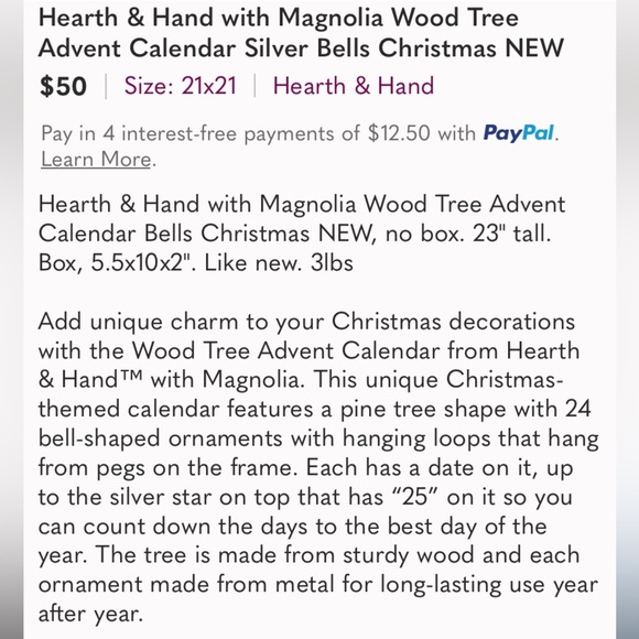 Hearth & Hand Magnolia Christmas Tree Advent Calendar wood and metal - Picture 6 of 12